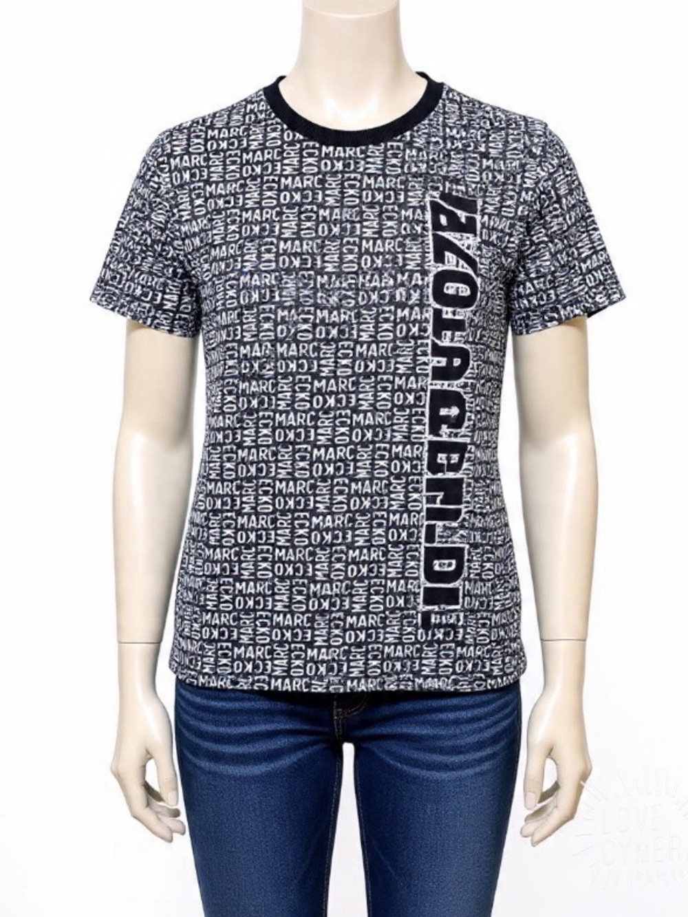Marc Jacobs Black & White All-Over Logo Short Sleeve Tee Rare 90’s T-Shirt Men’s